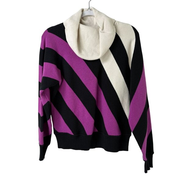Per Se by Carlisle Striped Turtleneck Sweater Size S Purple Black Silk Blend - Picture 1 of 11